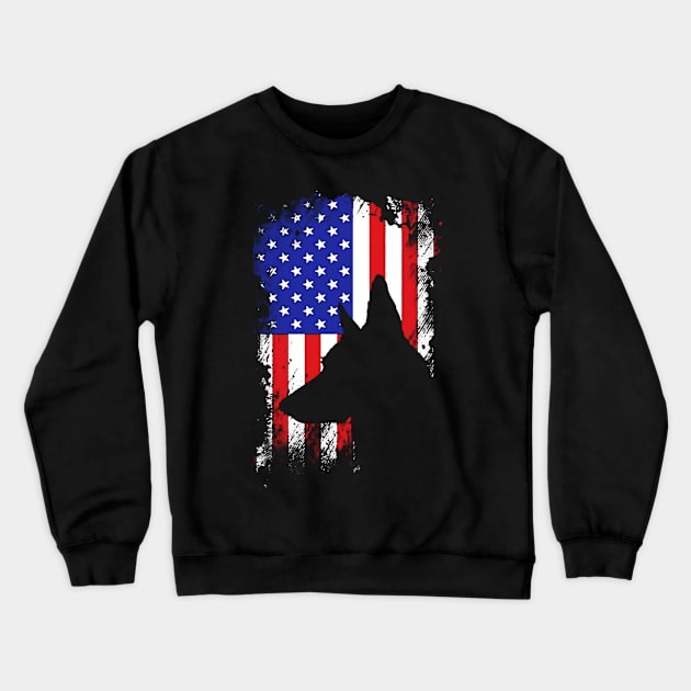 German Shepherd American Flag Usa Crewneck Sweatshirt by QUYNH SOCIU